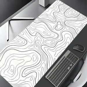 Topographic Line Pattern Desk Mat, Rectangle Gaming Desk Mat, Non-slip Rubber Pad, Multi-size Mousepad Suitable for Laptop, Desktop Computer Games