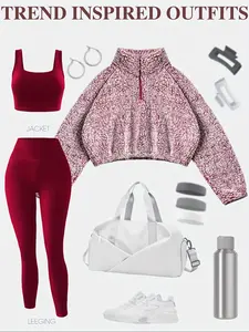 Women's Fall Winter Sports Set, Athletic Activewear Tracksuits, Fleece Lined Sweatshirt, Breathable Sport Bra, Quick-Dry Yoga Leggings, Polyester, Comfortable