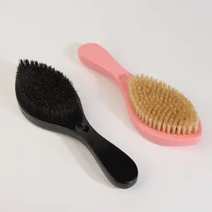 Qbeauty Boar Bristle Slick Back Hair Brush - Soft/Medium Smoothing Hairbrush to Style, Polish, & Lay Hair Down Flat to Create a Sleek Frizz Free Clean Girl Hairstyle Wooden Handle Bristle Brush for Women