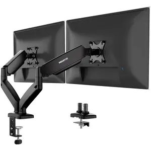 Dual Monitor Desk Mount with Gas Spring Arms – Fits 13"-32" Screens up to 17.6 lbs Each, Full Motion Tilt, Swivel & Rotation for Comfort, Easy Screen Sharing, Cable Management & Stable Desk Fit