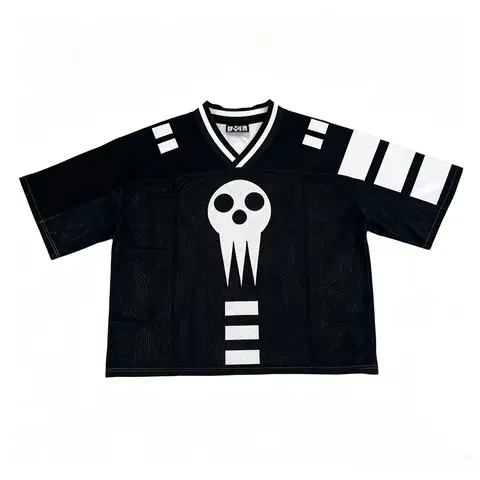 Death The Kid 100% Mesh Jersey - Soul Eater Anime-Inspired Kid-Style Graphic, Breathable Short-Sleeve Male Casual Fitness Athletic Streetwear, EU Sizing Professional Sports Shirt (Runs Small)