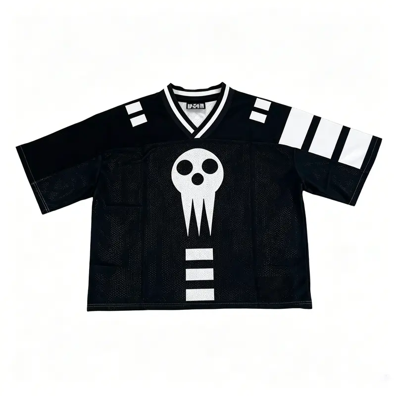 Death The Kid 100% Mesh Jersey - Soul Eater Anime-Inspired Kid-Style Graphic, Breathable Short-Sleeve Male Casual Fitness Athletic Streetwear, EU Sizing Professional Sports Shirt (Runs Small)