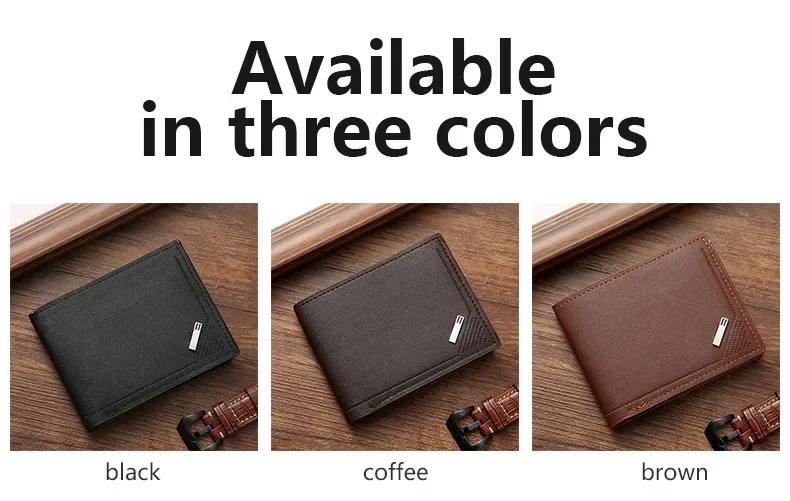 Men's leather short wallet thin wallet foldable minimalist soft leather wallet
