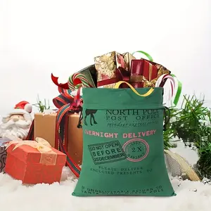 Large North Pole Christmas Gift Bag, Santa Sack, 49x69 Cm, // Colors, Canvas Drawstring Design, Perfect for Kids Gifts