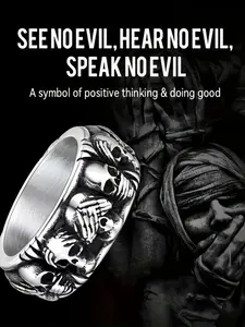 Vintage Full Circle Skull Ring, Gothic Style Men's Dark Skull Ring, Halloween Ring, Peace Ring, Unisex Fashion Accessory, Statement Ring