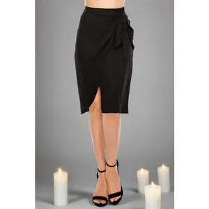 Soft Chic Wrap Tie Skirt - Black