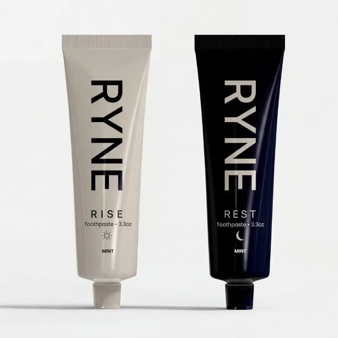 RYNE Rise & Rest Toothpaste Duo | Morning Energy + Night Relaxation | Caffeine + Melatonin | Fluoride-Free | Hydroxyapatite | Vegan Mint Toothpaste Set