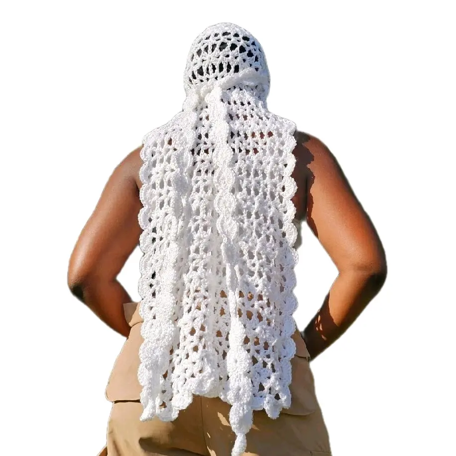 Sparkly Lacy Crochet Headwrap Durag - Boho Chic Handmade Accessory for Women Glitter Sparkle