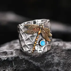 Vintage Engraved Dragonfly Tube Ring – Trendy Hip-Hop Style Unisex Statement Ring For Index Finger