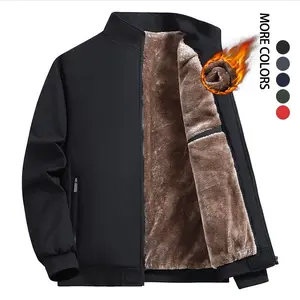 Men's Plain Fleece Jacket for Winter, Sleeve Warm Coat with Pockets,Plus Size Fit，Suitable for Autumn and Winter Daily Wear, Casual and Simple Style, Machine Washable, More Colors