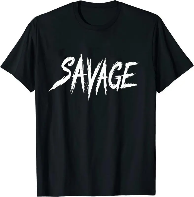 Savage" Bold Graphic Women's T-Shirt - Casual Crew Neck, Short Sleeve, Machine Washable - White with Black Typography Top Womenswear vintage graphic tees country concert outfits casual outfits women women's graphic tees shirts women Everyday Streetwear