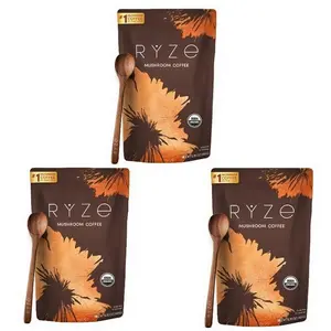 RYZE Mushroom Coffee USDA Organic with 6 Adaptogenic Mushrooms and MCT Oil, USA Grown Instant Coffee for Better Energy, Focus, Digestion, Immunity with Turkey Tail, Shiitake, Lion's Mane, 30 Servings