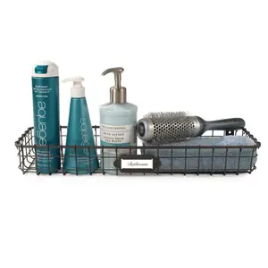 3 in. H x 18.5 in. W Gray Steel 1-Drawer Wide Mesh Wire Basket