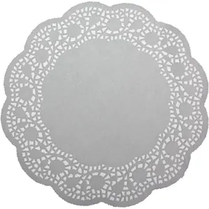 LJY 120 Pieces White Lace Round Paper Doilies Cake Packaging Pads Wedding Tableware Decoration (9.5 Inch)