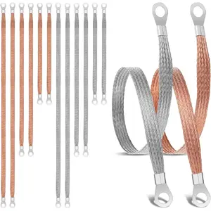 12PCS Automotive Ground Straps, 10/15/20 Inch Tinned Copper Braided Grounding Straps with Ring Terminals, Automotive Ground Cables for Car, Truck, RV, Boat, Motorcycle