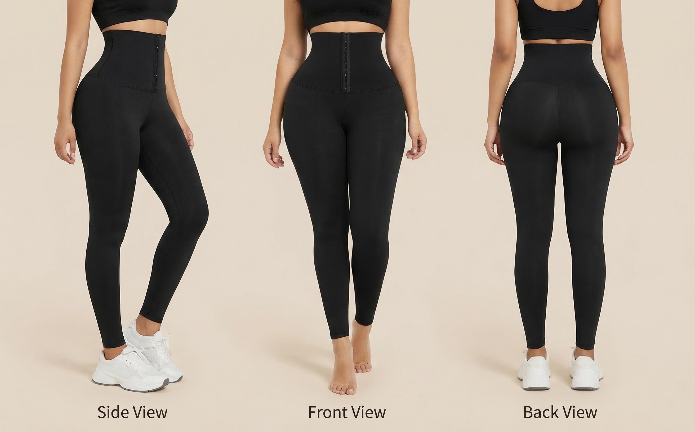 Women's High-Waisted Shaping Leggings - Corset Design, Buttoned Stomach Flattening, Peach Hip Lift, Women's Clothes for Yoga, All Seasons Sports Bottoms