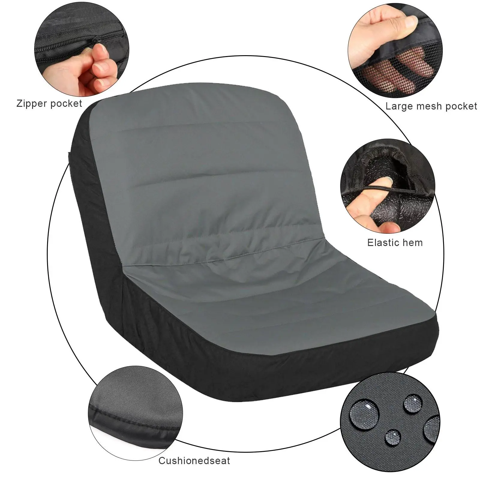 Farmcore Dad Finds Waterproof Tractor Seat Cover 600D Oxford Padded Cushion Storage Pockets 12.5-14 Inch Riding Lawn Mower Accessories Gift
