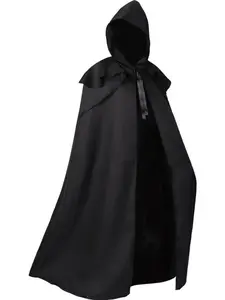 Medieval Vintage Monk Samurai Cape Hooded Cloak Costume Top, Renaissance Festival Cosplay, Historical Warrior Clothing