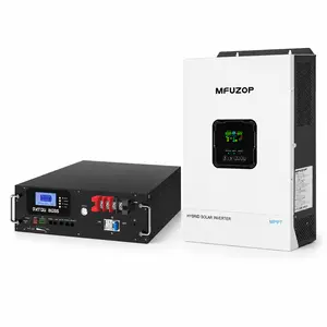 5500W 48V Hybrid Solar Inverter with 51.2V 100Ah LiFePO4 Battery, 5.12kWh Rack-Mount Energy Storage System, 500V PV Input MPPT Off-Grid Power Kit for Home, Cabin, Farm, RV and Emergency Backup