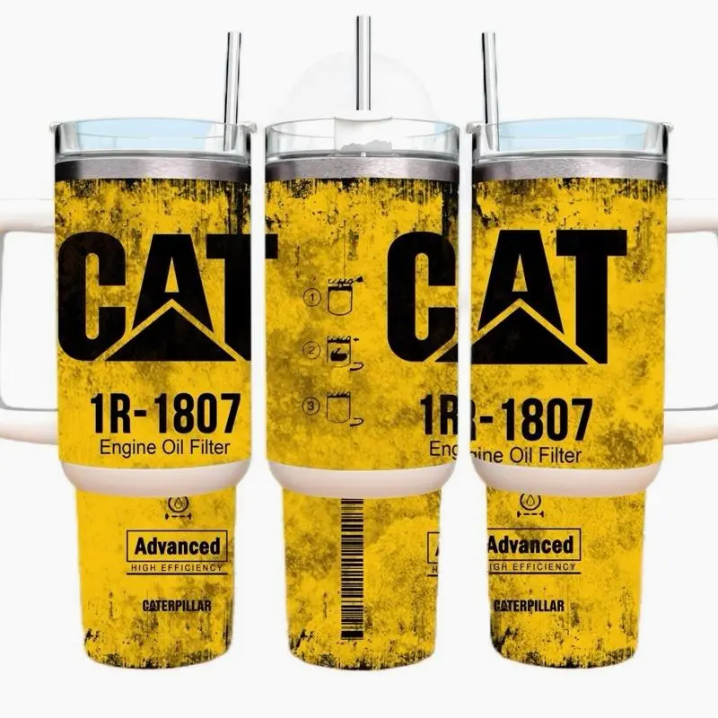 Popular Cat Oil Tumbler 40oz Stainless Steel Handmade Lid Straw Bottle Drinkware Water Bottles Cup Mug Portable Bottled Washable Reusable Insulated Flasks Mechanic Trucker Travel - Limited Stock