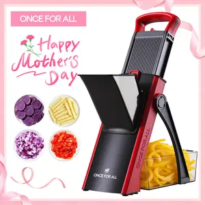 【ONCE FOR ALL】Press-type Multifunctional Vegetable Slicer with 4 shapes and 8 thicknesses adjustable. No need to replace blades; simply turn the knob.Strong SuctionCup Base, Kitchen Utensils Vegetable Slicer DicerFruit Vegetable Slicer Gadgets Kitchen