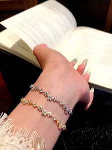 Adjustable Rhinestone Flower Bracelet for Women, Trendy Stack Bangle, Unique Daily Wear Jewelry, Stylish Handmade Accessory, Perfect Gift Idea, Adjustable Cuff