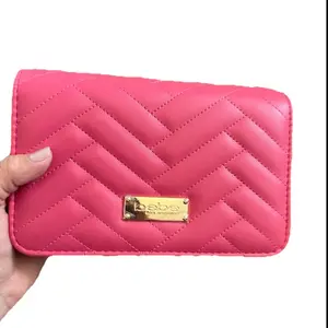 Women's Quilted Pink Wallet with Gold Plated Logo