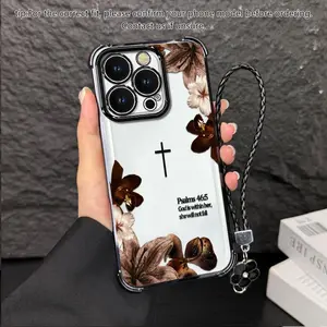 Psalm 46:5 Vintage Dark Floral Art Phone Case,Suitable for [iPhone 16 Pro] High-end phone case  Lanyard a beautiful four-leaf clover lanyard is included🍀 952