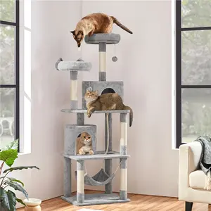 Costoffs 70.5" Huge Cat Tree Tower, Sturdy Multi-Level Cat Tree with Dual Condos, Scratching Posts & Dangling Ball