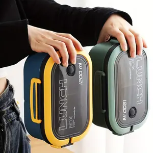 Double Layer Lunch Box with Spoon Fork Leakproof Eco Friendly High Capacity Food Container for Students Adult Office F4 Lunchbox
