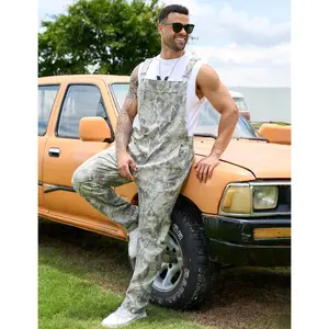 Camo Bibs Overalls for Men Adjustable Straps Work Utility Coveralls Camouflage Jumpsuit