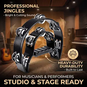 Half Moon Tambourine Double Row Metal Jingles