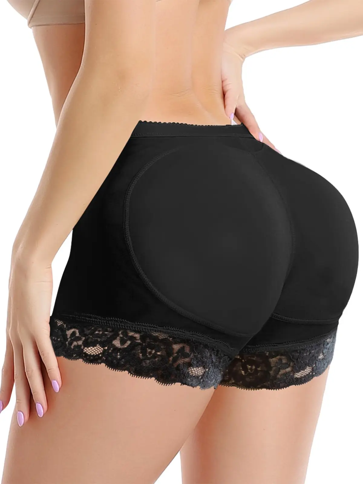 Joyshaper Women's Foam-Padded Compression Butt Lifter Lace Underwear - Smooth Fabric, Elastic, Slip-Resistant, Body Sculpting, Pocketed Casual Shorts for Everyday Wear