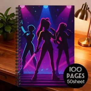 Korean Witch Chase Cartoon Spiral Notebook Diary - Neon Colors Blank Pages for Drawing Notes Gifts Durable Paper for Office Fan Merch Creative Projects School High Quality Print Art Lovers Halloween