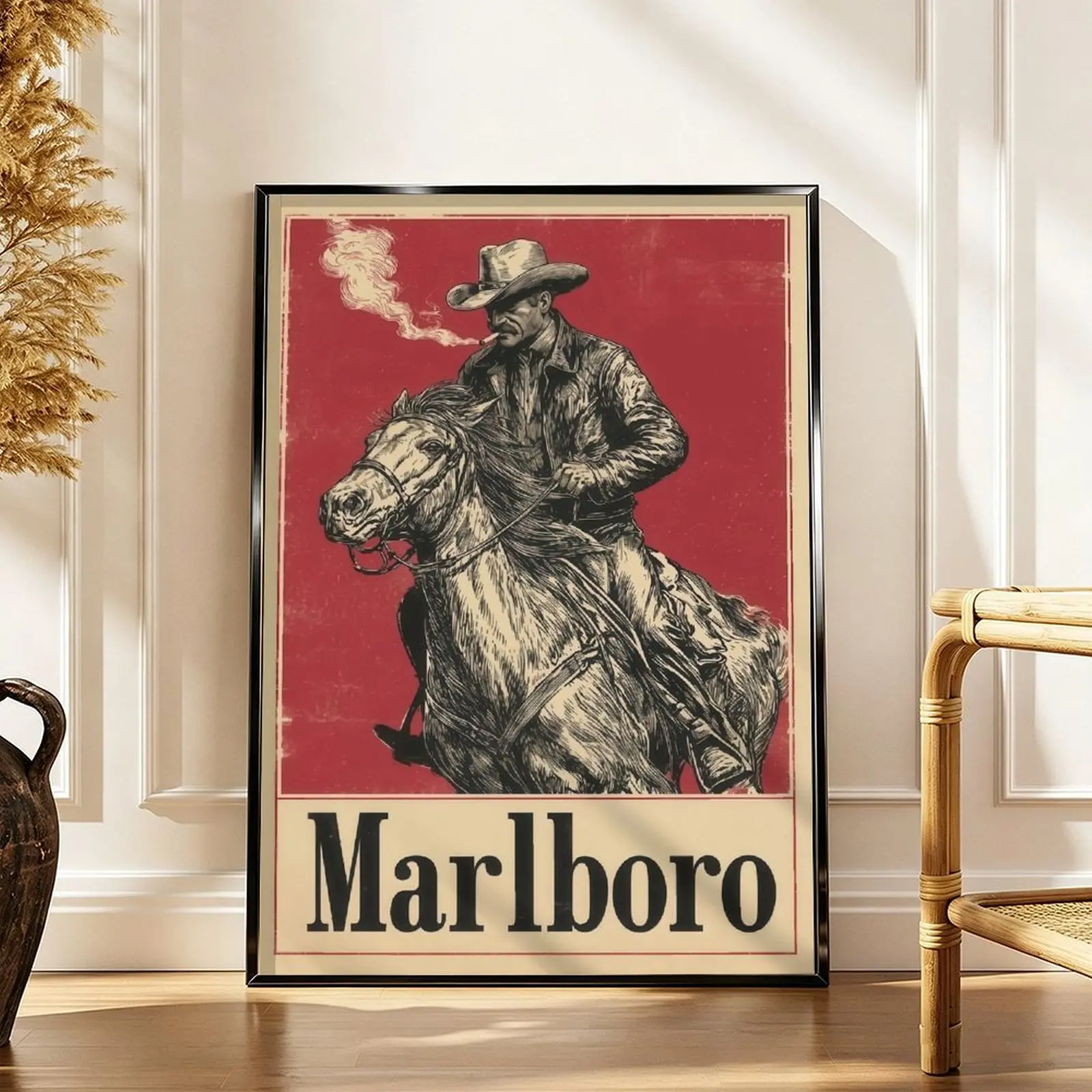 Vintage Marlboro Cigarette Poster Print - Retro Western Cowboy Decorative Artwork, Home Wall Art, Vintage Art Graphic for Cafe Bar Decor, Artistic, Decoration Aesthetic Design Aesthetic Design, Vintage Home Decor, Photo