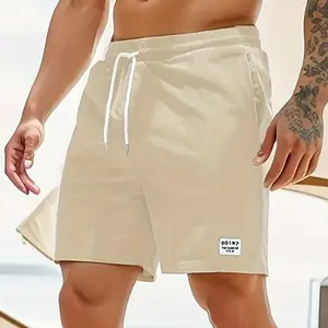 Men's Casual Khaki Corduroy Shorts - Soft Fabric, Drawstring Waistband, Summer & Everyday Wear Fashion Item