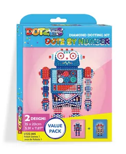DIAMOND DOTZ Dotz By Number Diamond Painting Kits for Kids Value Packs 2 Designs 5.91" x 5.91"