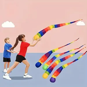 27in Soft Rainbow Tail Comet Ball, Multi-Color, Indoor & Outdoor Sports Playground Toy, Fun Throwing Game for School Activities