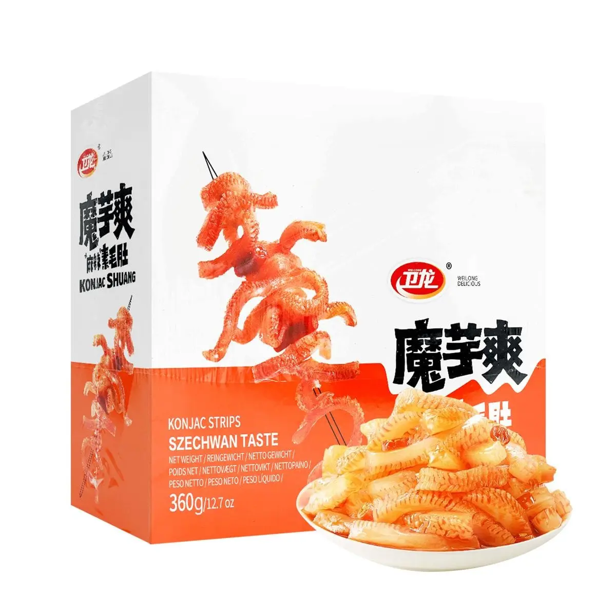 WEILONG Konjac Jelly Spicy Flavor 20 Packs 360g - Authentic Chinese Snack, Instant Noodle Alternative, Vegan, Low Calorie