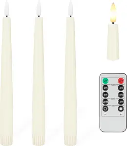 Flameless Taper Candles with  Wick, 9.6" Real Wax LED Candles with Remote and Timer, 3 Pack Flickering Candlesticks  Operated, Classic Tall Taper Candles for , Wedding, Party,