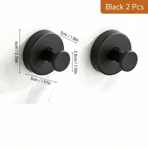 Suction Cup Hooks for Shower Waterproof - No Drill Stainless Steel Towel Hooks for Bathroom Wall, Kitchen, Glass, Mirror, Tile - Ideal for Hanging Towels, Robes, and Loofahs(2 pcs)
