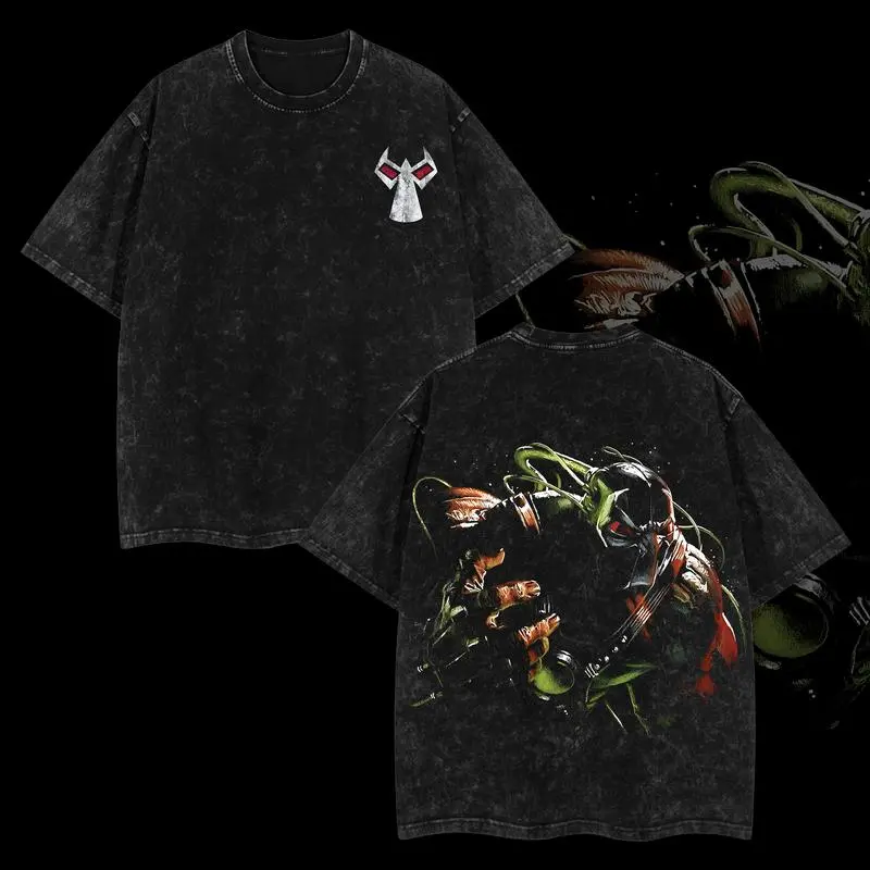 Superstyle Supervillain Bane The Man Who Broke the Bat - Heroverse Comics Edition Double Printed Oversize Lightweight Acid Tee TV Series Graphic Design Top Cotton Streetwear Comic Superheroes T