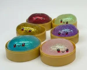 Glitter Dumpling Squishy - Bao Bun Slow-Rising Fidget Toy, Soft Sensory Stress Relief Squeeze Toy Random Color