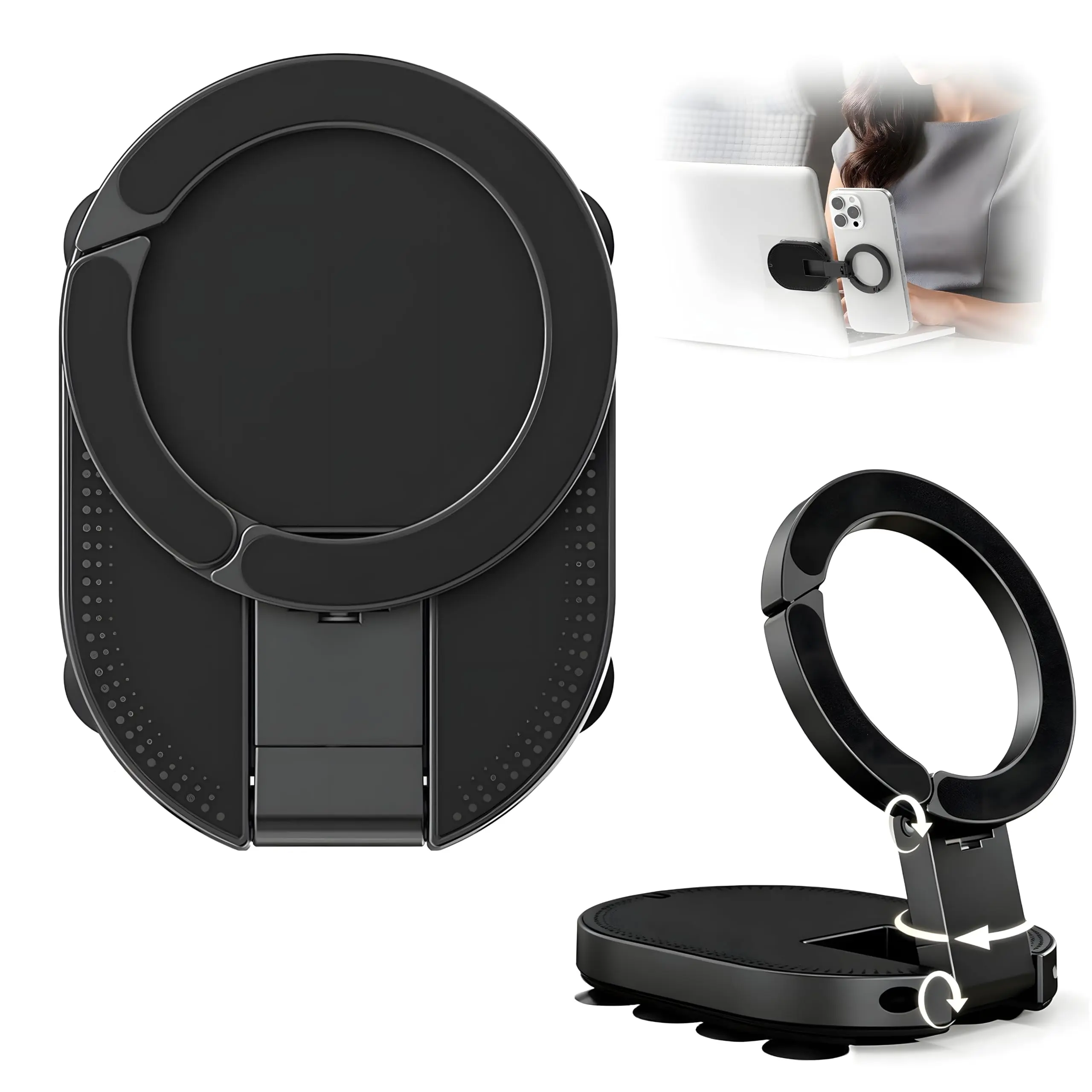 Suction Cup Phone Mount,Magnetic Suction Phone Mount,Suction Magnetic Phone Mount,Phone Holder for Car Dashboard, Suction Cup Phone Mount,Strong Magnetic Phone Stand for Desk, Gym, Kitchen