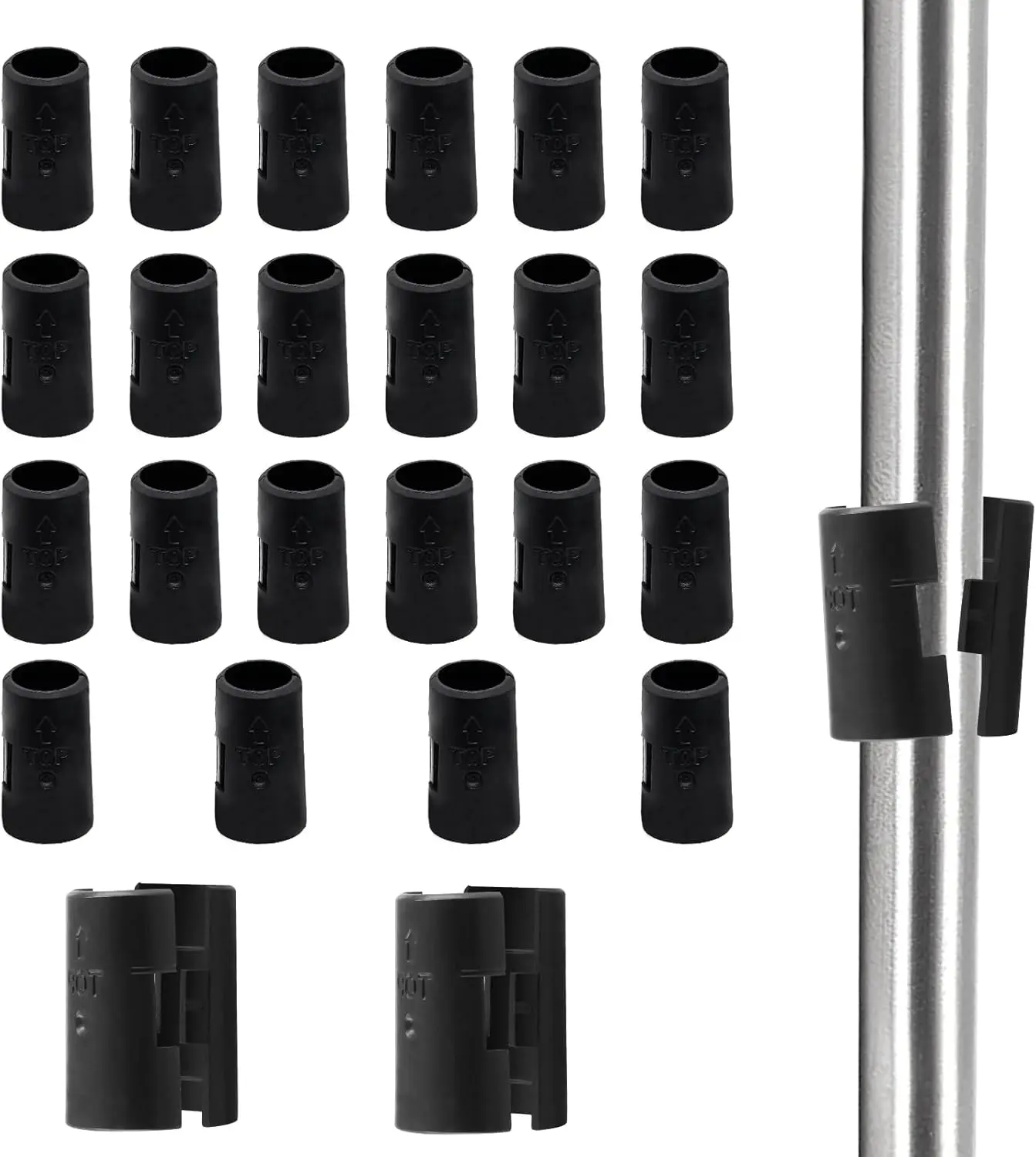 25 Pair 1/2 Inch Wire Shelving Shelf Lock Clips, Plastic Shelving Clips Replacement Black Sleeve Shelf Clips for Post Wood Metal Pole
