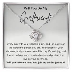 Will You Be My Girlfriend? ProposalFor Female - Necklace, White Love Knot Necklace Christmas Gifts, Jewelry Gifts, Birthday Gifts