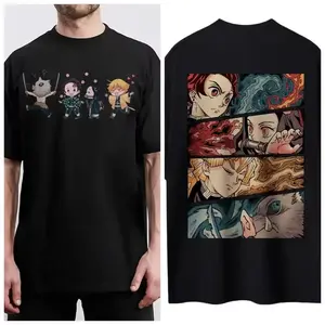 Demon Slayer Double 2 Sided anime manga T-Shirt, Acid Washed unisex Classic Fit Menswear Top graphic tees demon slayer  merch good grandma's  favorite  shirt meme  shirts silky eli  white boyfriend  fit graphic  shirts