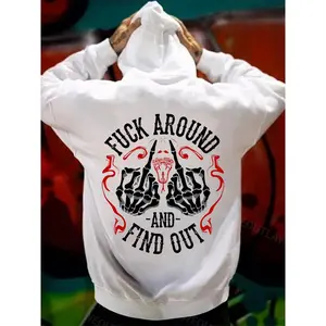 Fck Around And Find Out Red Line Hoodie for Men Trendy Streetwear Sweatshirt Casual Pullover Hooded Top Unisex Fashion Graphic Hoodie Comfortable Cotton Blend Soft Warm Winter Fall Apparel