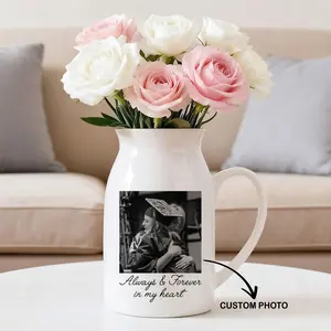 Custom Photo Mothers Day Ceramic Vase, Personalised Mom Flower Vases, Happy Mother's Day, Gift for Mama from Daughter