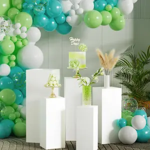 5Pcs Square Pedestal Stands for Party, Metal Display Plinth Pillars for Wedding Ceremony Birthday Party Art Decor---31.5*11.8''(L),27.6*10.6''(M),23.6*9.4''(S), 20.7*8.3"(XS), 17.7*7.1"(XXS)